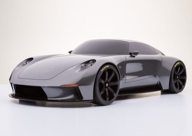 Dianteira adota faróis redondos e linhas que remetem ao modelo clássico do Porsche 911