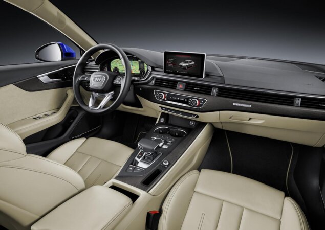 No interior, o novo A4 faz referência a outros modelos da marca, como o TT e o A8